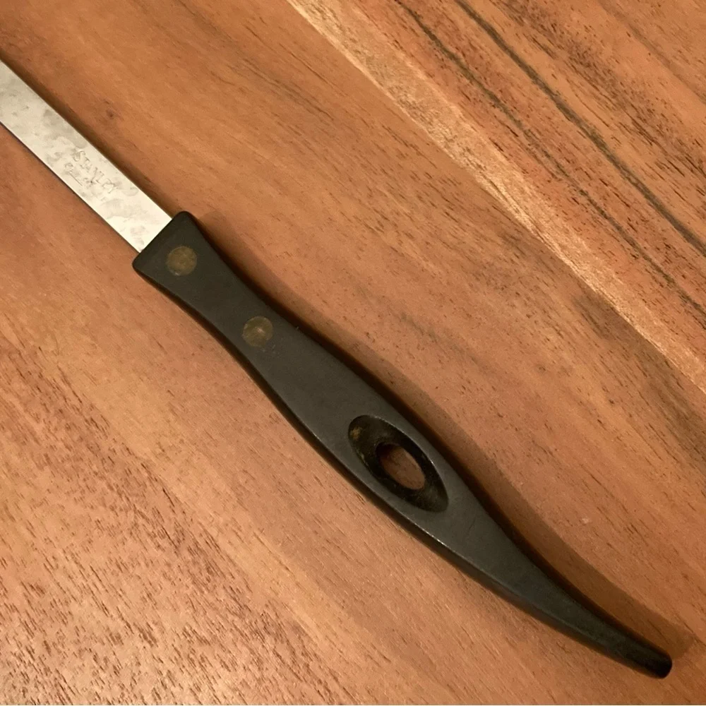Vintage Stanley Stainless Steel Meat Fork with Unique Curved Keyhole Handle